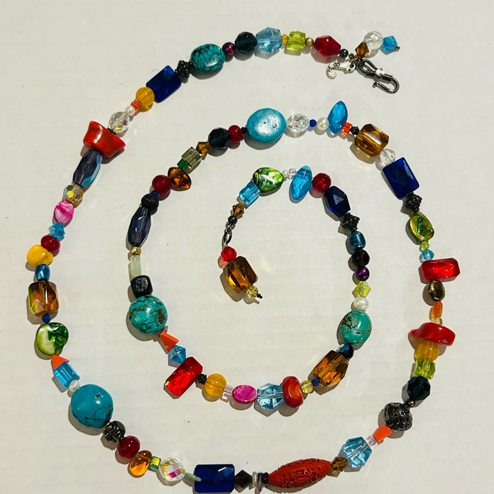 Vintage Jewel Tone Beaded Waist Chain Statement Belt Adjustable Size Unique Boho